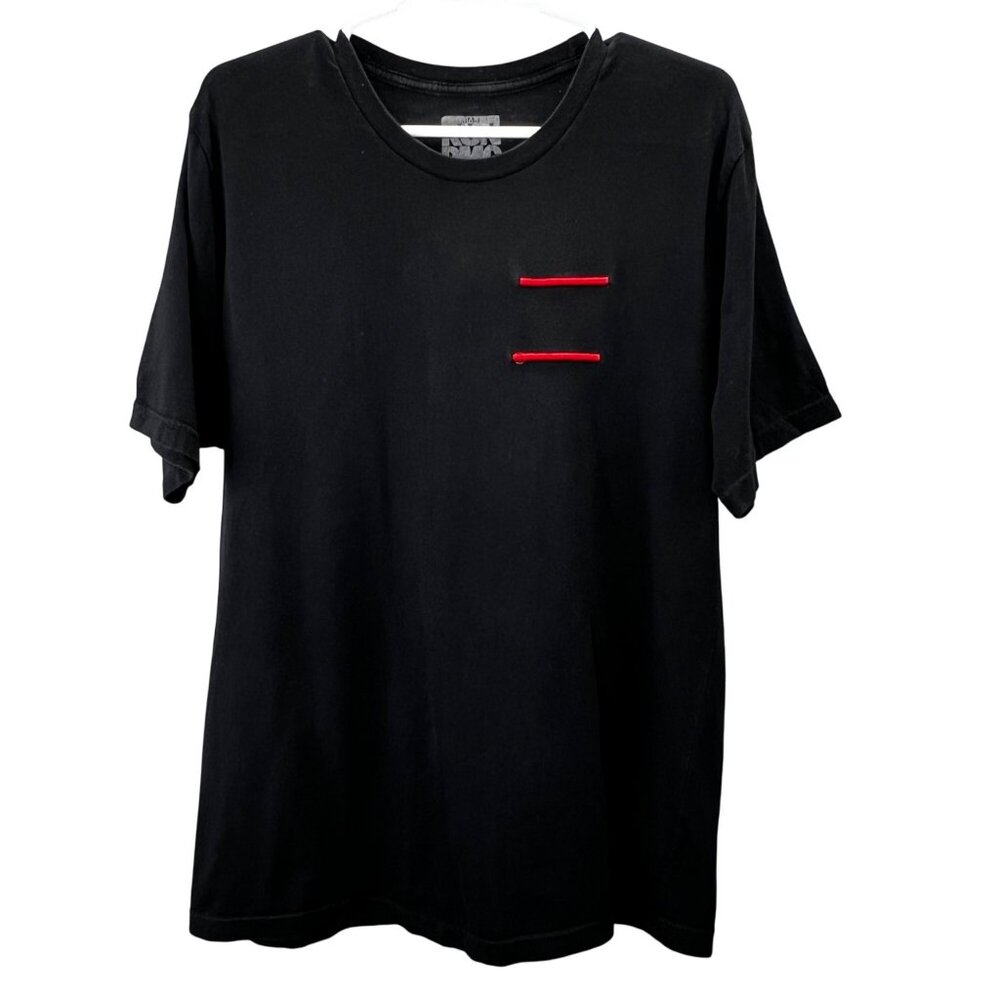 JMJ Run DMC T Shirt Solid Black Red Lines XL Crewneck Short Sleeve Cotton 2019